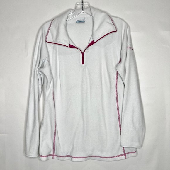 Columbia Tops - Columbia Women’s Top sz Lg L White Pink Fleece Active Wear ¼ Zip Light Weight